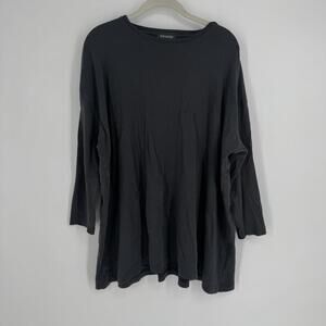 Eskandar top one size black pima cotton minimalist oversized relaxed lagen look